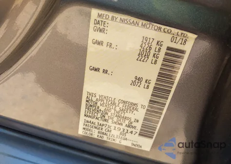 2018 Nissan Altima 2.5 Sv from USA, damaged, VIN 1N4AL3AP7JC193147